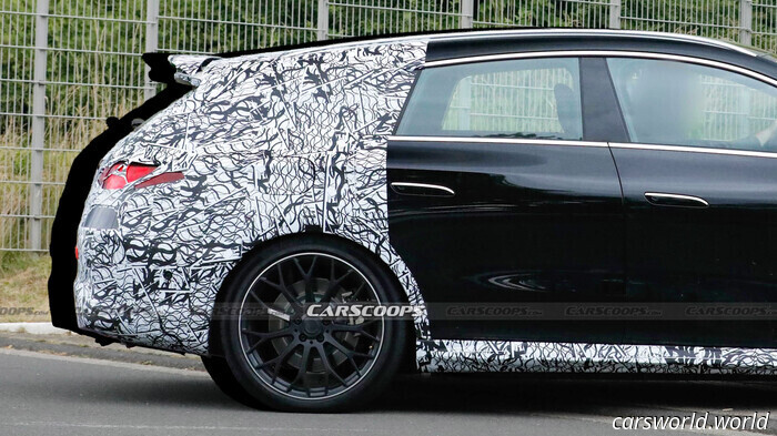 AMG’s CLA 45 Is A Fast Electric Wagon Featuring An Active Spoiler | Carscoops